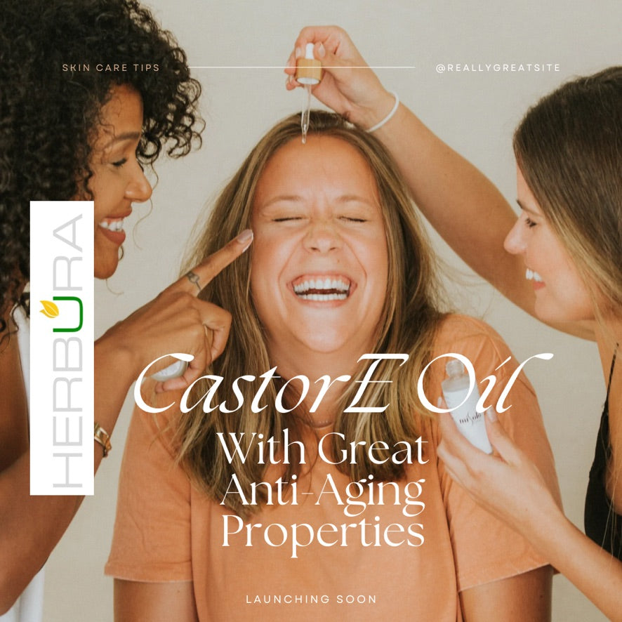 Herbura Essentials CastorE Oil, Castor Oil enriched with Vitamin E Oil, 60 ml, brushes and dropper included.